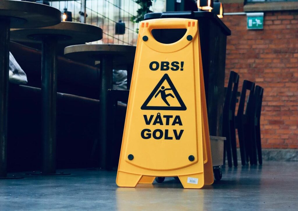 Wet floor sign with  warning